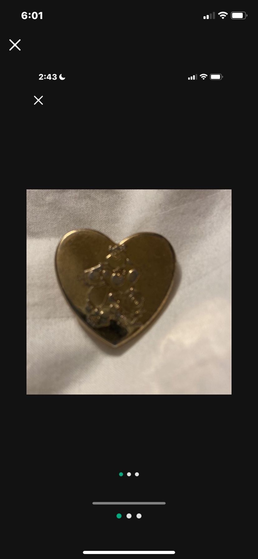 Monsters Inc Disney Pixar 2012 Gold-Toned Heart Shaped Metal Hat Jacket Pin