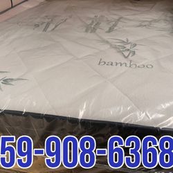 Bamboo Queen Pillow Top Mattress & Boxspring 