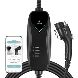 Lectron Level 1 J1772 Charger (WiFi Version) - 120V, 15 Amp, NEMA 5-15 Plug, 16 ft Extension Cord - Portable Electric Car Charger for J1772   Connecti