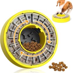 Dog Puzzle Toy Feeder 11.8In Slow Feeder Dog Bowls for All Breed Dogs Rotate Lid Brain Games Keep Dog Busy Slow Feeder Bowl Puppy Puzzle Toy Dog Food 