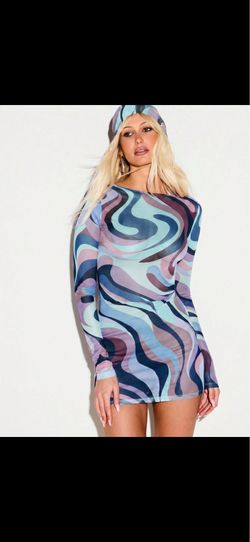 mesh cover dress including scarf