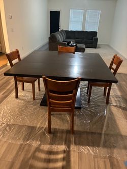 Dark Wood Dining Table with 4 Chairs