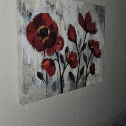Canvas Painting Of Red Flowers 