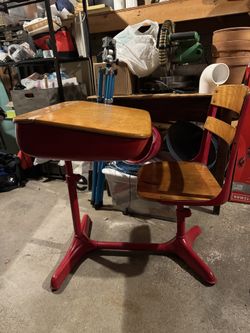 Vintage American Seating Company School Desk and Chair