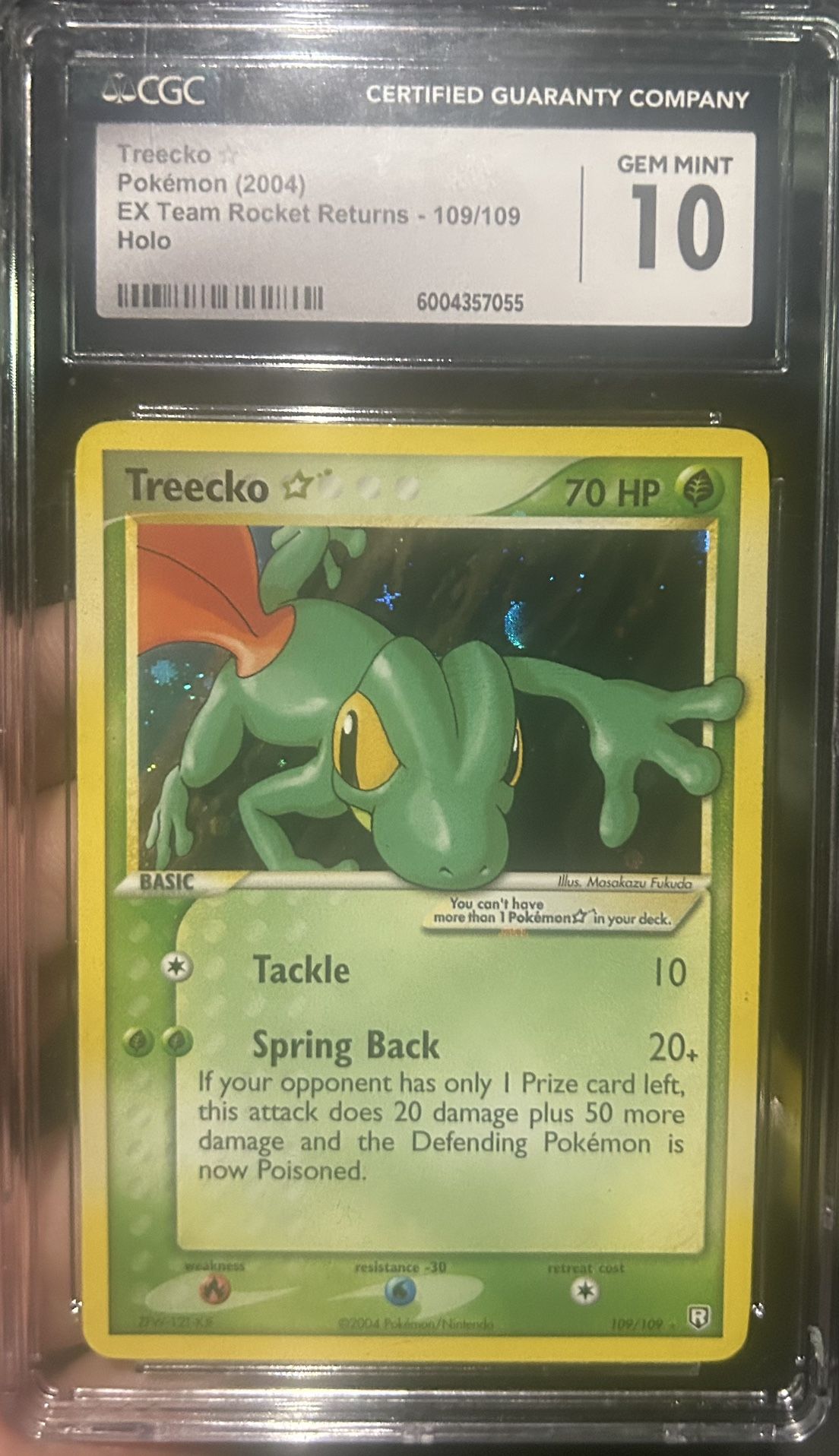 2004 Pokémon EX Team Rocket Returns Treecko Gold Star Holo #109/109 CGC 10 Pop 9