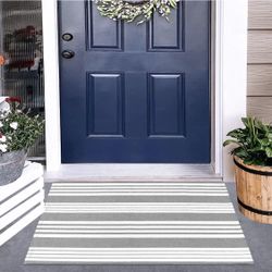 Cotton Striped Rug (Grey)