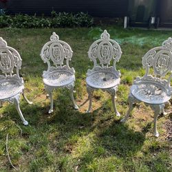 Victorian Cast Iron Chairs. Set Of 4