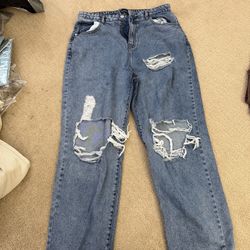 PrettyLittleThing Shape Vintage Wash Extreme Rip Wide Leg Jeans