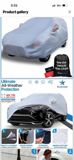 EzyShade 10-Layer SUV Car Cover Waterproof All Weather. See Vehicle Size-Chart for Accurate Fit. Outdoor Full Exterior Covers for Automobiles H