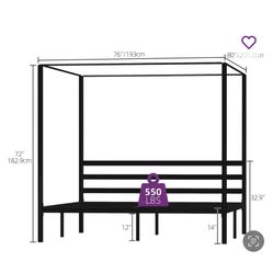 Black Metal Canopy Bed Frame (King Size)