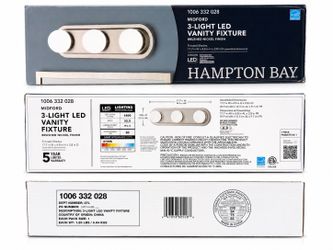 Hampton Bay Midford 3-Light LED Vanity Light Brushed Nickel 2700K 1600lm