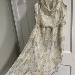 The Limited Cream and Tan Sleeveless Cowl Neck Midi Dress