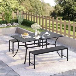 VICLLAX Outdoor Bench 1 Piece, 51" Long Garden Bench, Backless Porch Patio Bench Metal Park Bench, Black