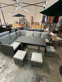 New 7 pcs Outdoor Patio Sectional Dining Table Set Sofa