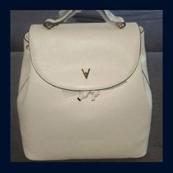 Vanessa William's Cream Leather Backpack  Purse