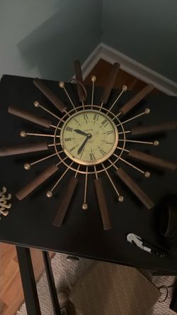 Mid-Century Sunburst Wall Clock