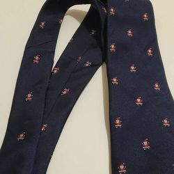 Tommy Hilfiger Men's 100% Silk Neck Tie Santa Club Navy Blue