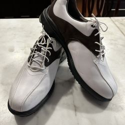 Footjoy Greenjoys Men's Size 10 1/2 M Golf Shoes Spikes White Brown Black 45351