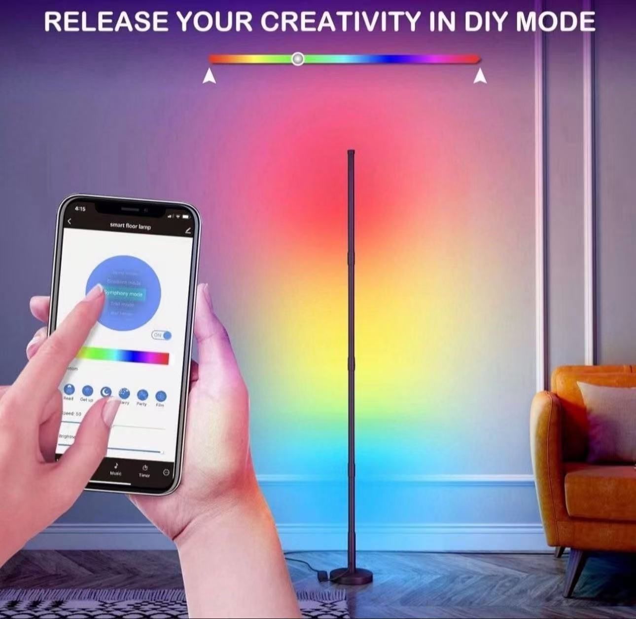 Magizard RGB Corner Floor Lamp, 63" Smart LED Light with WiFi App Control, Works with Alexa and Google Assistant, Color Changing with 16 Million Color