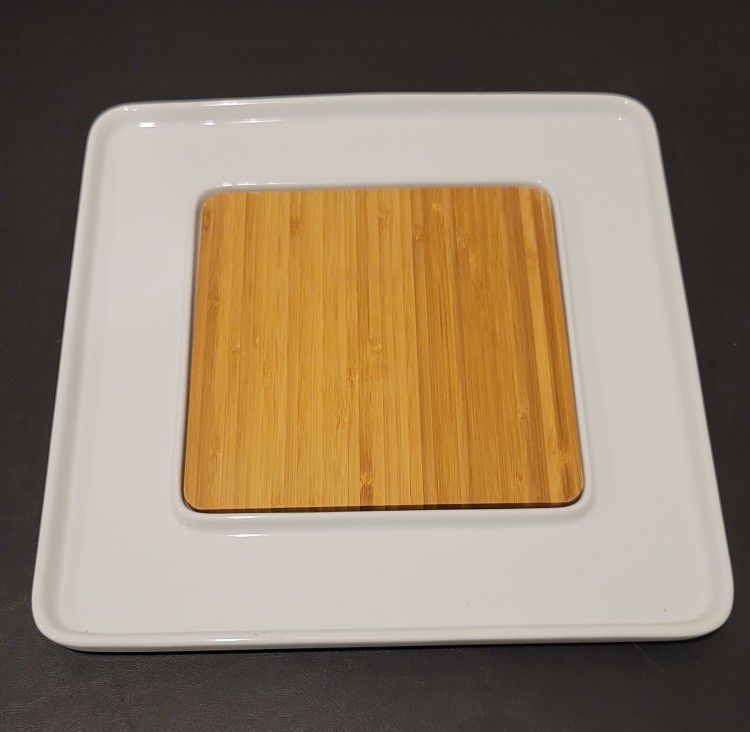 Food Network Porcelain Serving Tray With Cutting Board Insert
