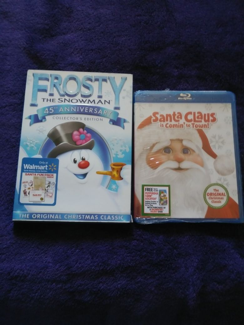 Two Christmas movies Frosty the Snowman the 45th anniversary collector's edition and Santa Claus is coming to town Santa Claus is coming to town