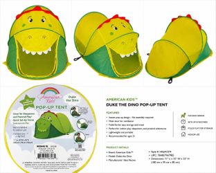 American Kids Duke the Dino Pop-Up Play Tent – Dinosaur Kids Tent – New