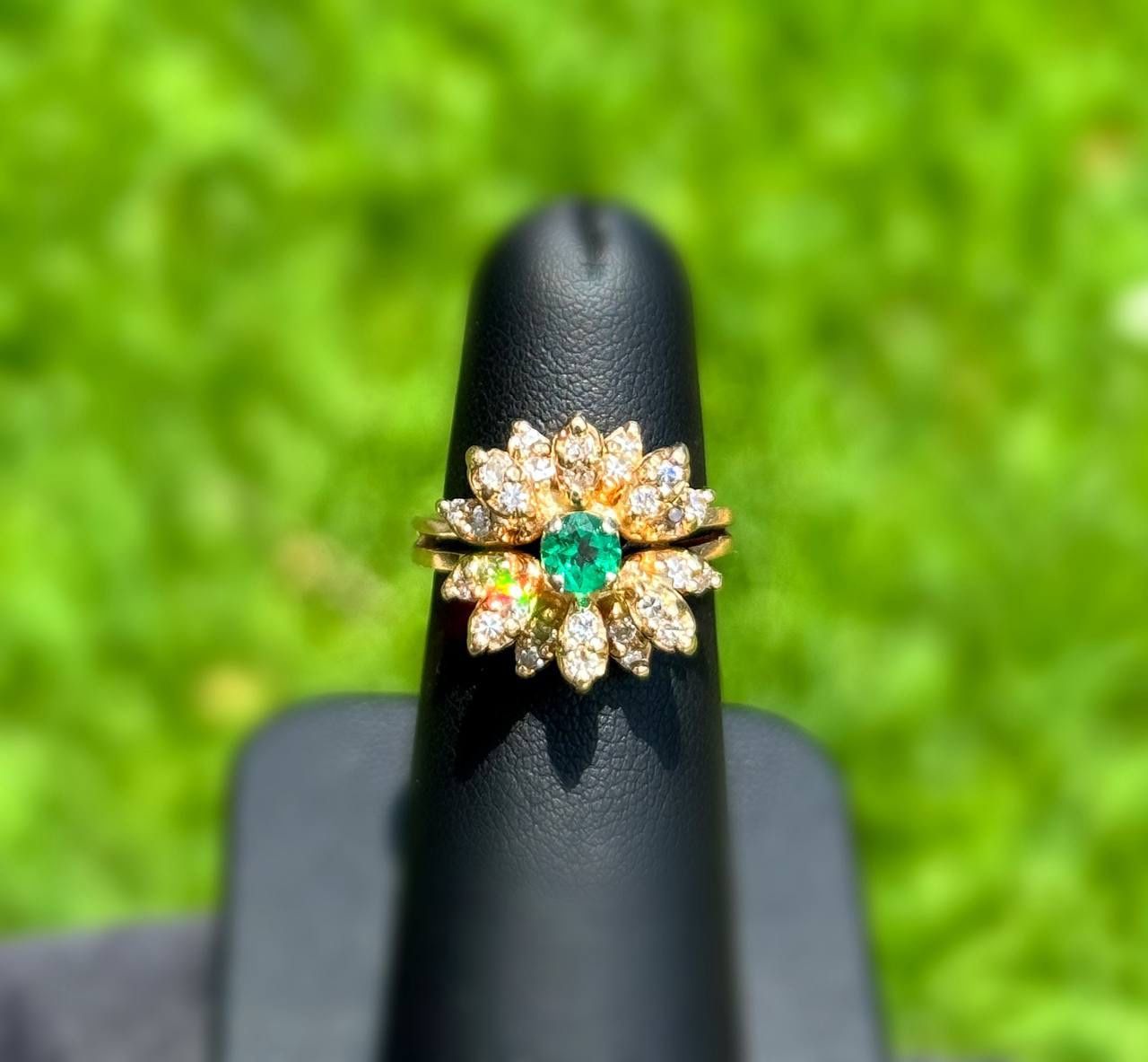 Jewelry Antique 14k solid yellow gold emerald natural diamonds 1.50CTW ring sz 6.00
