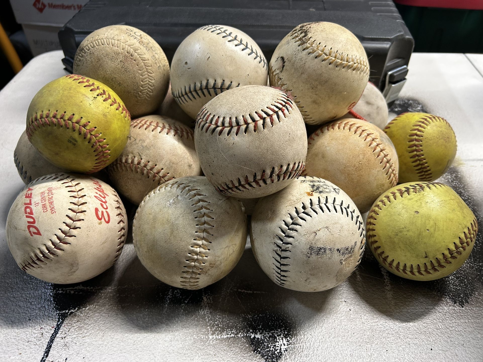 21 Softballs W/Bucket-Used