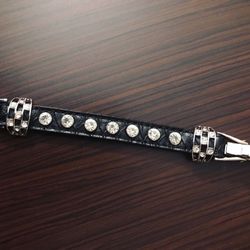 DeMarcus Alexan Leather Crystal Bracelet 