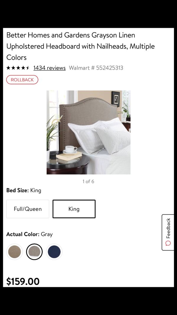 Better Homes And Gardens Grayson Linen Upholstered Headboard Better Homes And Gardens Grayson Linen Upholstered Headboard With Nailheads