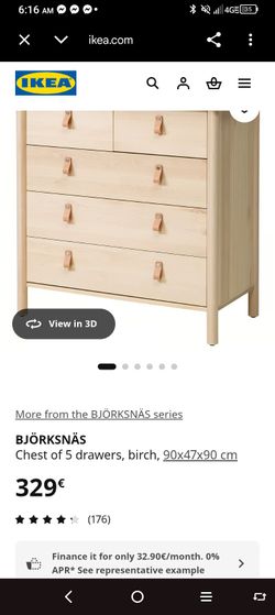 Natural wood dresser BJÖRKSNÄS
Chest of 5 drawers, birch, 90x47x90 cm like Brand new no scratches natural wood mid century modern