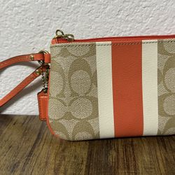 VINTAGE COACH ORANGE LEATHER ZIP WRISLET WALLET 