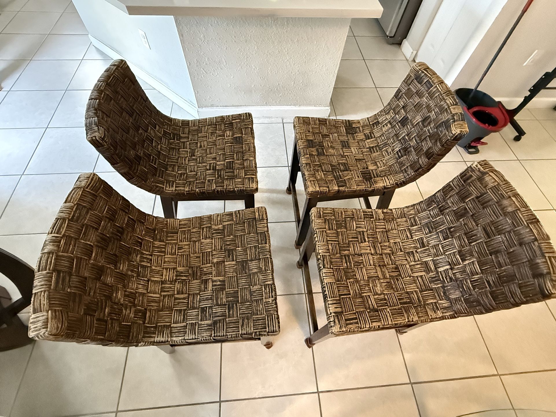 Set of Woven Bar Stools
