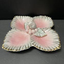 1950’s Ucagco Japan Pink Nuts & Candy Dish Trimmed In Gold 
