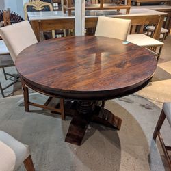 Handcrafted 48 Inch Round Wooden Pedestal Table 