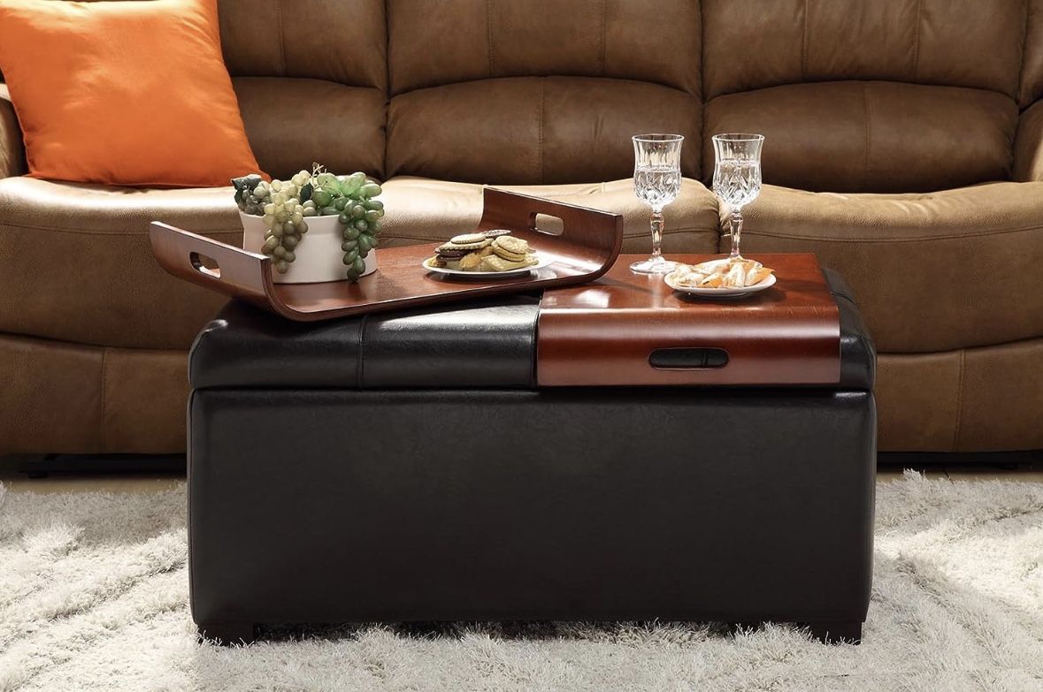 Espresso dark Brown ottoman Storage Coffee Table