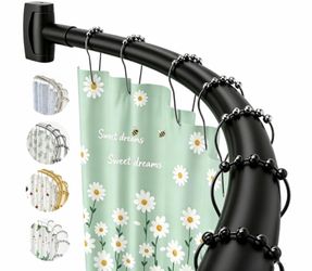 KOUO Curved Shower Curtain Rod, Matte Black, 33-78" Adjustable