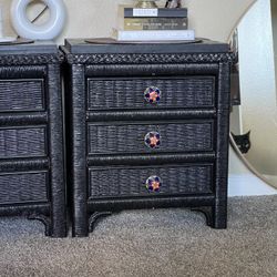 Custom Made Wooden/Wicker Night Stand