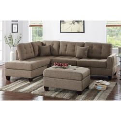 Light Brown Sectional Sofa With Ottoman 