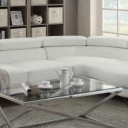 Brand New White Leather Modern Style Sectional Sofa