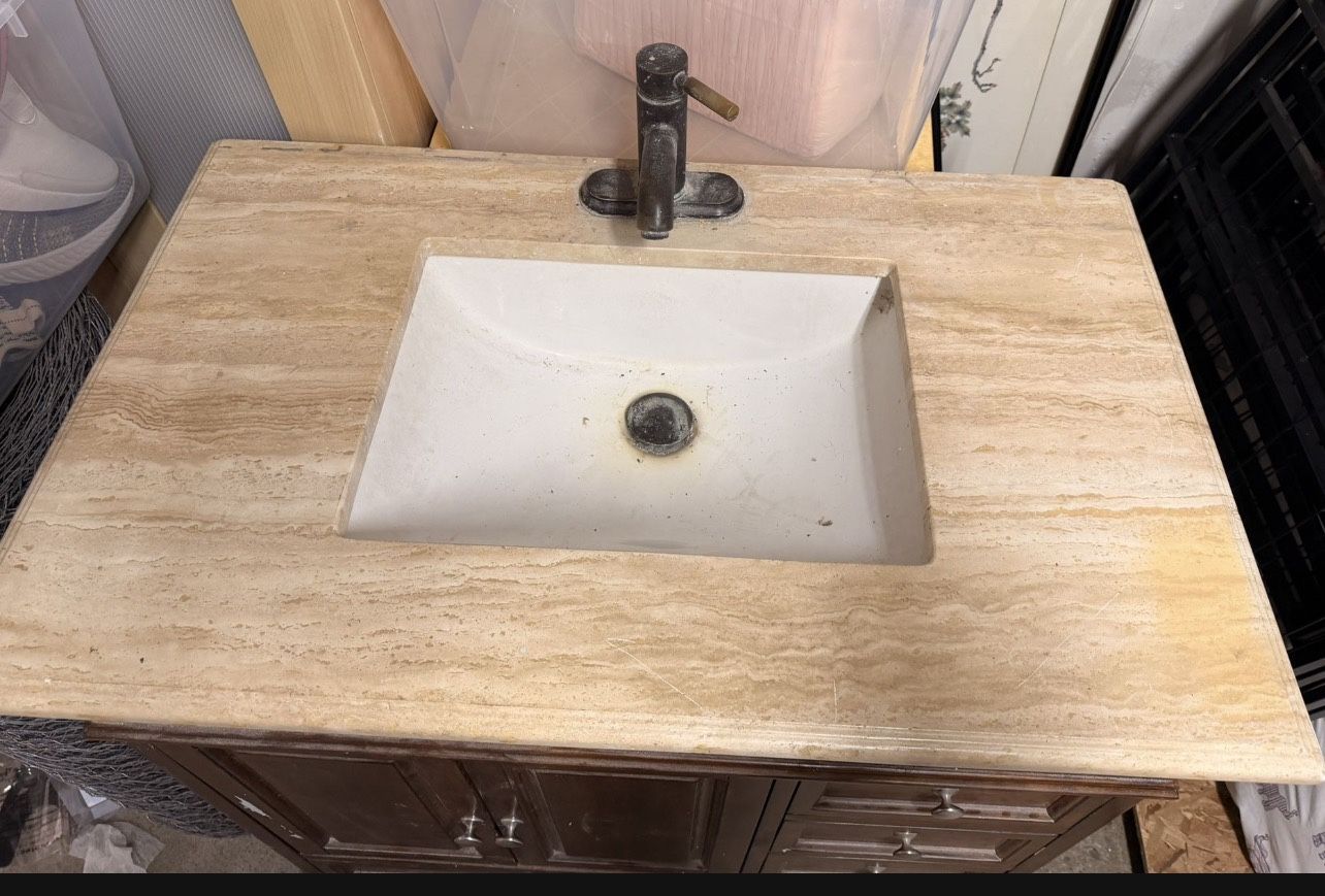 Elegant Kitchen and Bath 36 inch Single Bathroom Vanity Cabinet Set - Teak 