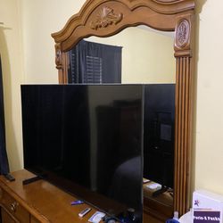 Bedroom Dresser With Mirror & Tall Hutch