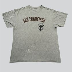 San Francisco Giants Buster Posey vintage paint stained y2k gray T shirt Size XL