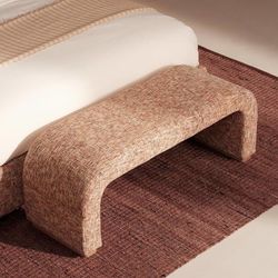 Dione Curved Upholstered Ottoman Bench – U-Shape, Oeko-TEX Chenille Fabric, Plush Multi-Layer Foam, Solid Rubberwood Base, Organic Modern Style for Be