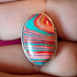 925.Silver Rainbow Solar Quartz Ring