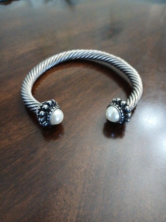 David Yurman Cable Classic Collection Bracelet  With Pearls