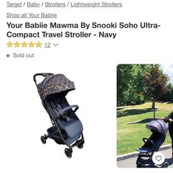 Mawma Blue Baby Stroller With Foot Rest Leans Back