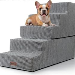 5-Step Dog Stairs for High Beds, Non-Slip Pet Steps for Small Dogs & Cats, Grey, 22.6" H