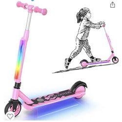 YHR Electric Scooter for Kids Ages 8-12 with LED Strip Up to 5 Miles, Kick-Start Boost and Adjustable Handlebar UL Certified Kids Electric Scooter *