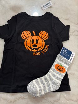 Old Navy x Disney Baby Halloween Mickey Pumpkin T-Shirt and Socks Set
